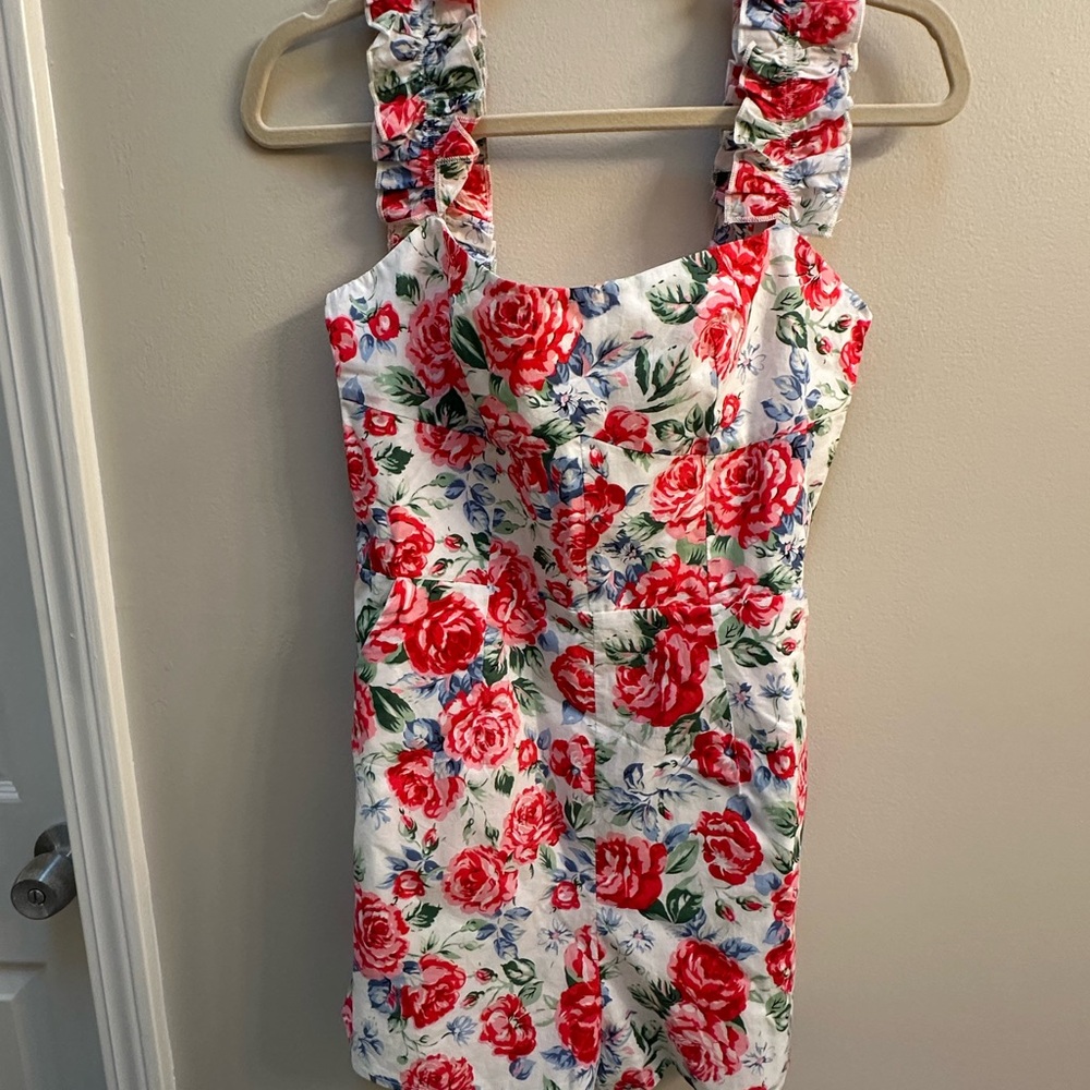 Hello Molly floral romper with Ruffled Straps
